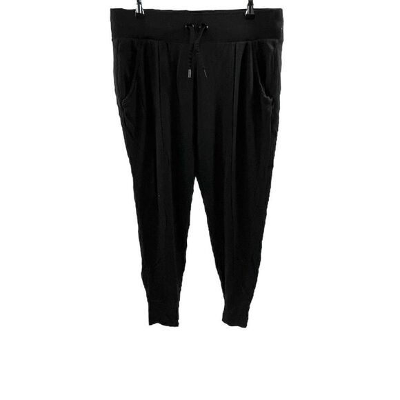 Athleta Black Pull-up Elastic waist Drawstring Sweatpants Size L - Picture 1 of 9